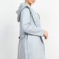 Suede Hooded Waist-tie Belt Jacket