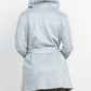 Suede Hooded Waist-tie Belt Jacket