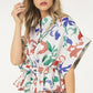 Floral Print Short Sleeve Top With Waist Tie