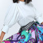 Puff Sleeve Blouse With Pearl Buttons