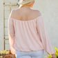Off Shoulder Long Bubble Sleeve Solid Top