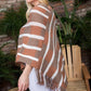 Bottom Tassel Edge Multi Color Poncho