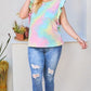 Plus Size Round Neck Ruffle Sleeve Front Pocket Tie Dye Knit Top