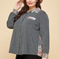 Plus Size Printed Patchwork Contrast Button Up Shirt