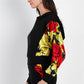 Black & Satin Effect Red & Lime Floral Print Hooded Top & Short Set