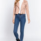 Long Slv Biker Faux Suede Short Jacket