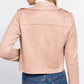 Long Slv Biker Faux Suede Short Jacket