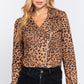 Leopard Print Faux Suede Biker Jacket