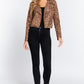 Leopard Print Faux Suede Biker Jacket