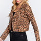 Leopard Print Faux Suede Biker Jacket