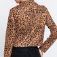 Leopard Print Faux Suede Biker Jacket