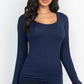 Scoop Neck Solid Long Sleeve Cozy Top