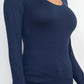 Scoop Neck Solid Long Sleeve Cozy Top