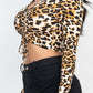 Leopard Print Strap Ruched Front Crop Top