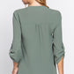 3/4 Roll Up Slv Woven Blouse