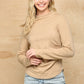Solid And Cozy Soft Knit Mock Neck Top With Side Ruched Detail