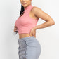 Mock Keyhole-front Crop Top