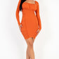 U-neck long sleeve ruched bodycon mini dress