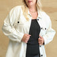 Faux Leather Button Down Shacket With Side Pockets