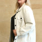 Faux Leather Button Down Shacket With Side Pockets