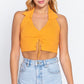 Halter Ruched Crop Sweater Knit Top