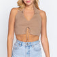 Halter Ruched Crop Sweater Knit Top