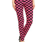 Checkered Printed High Waisted Leggings In A Fitted Style, With An Elastic Waistband