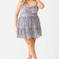 Plus Floral Print Ruched Ruffle Smocked Back Top & High Waist Flare Hem Mini Skirt Set