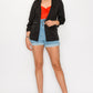Ruched Sleeves Solid Blazer