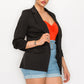Ruched Sleeves Solid Blazer