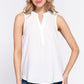 Sleeveless Henley Neck Woven Top