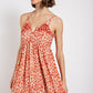Floral print v-neck dress with skirt lining