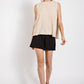 Sleeveless back button closure frayed top