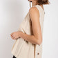 Sleeveless back button closure frayed top