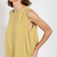 Sleeveless back button closure frayed top