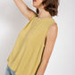 Sleeveless back button closure frayed top