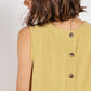 Sleeveless back button closure frayed top