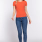 Short Slv Crew Neck Variegated Rib Knit Top
