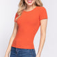Short Slv Crew Neck Variegated Rib Knit Top