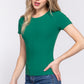 Short Slv Crew Neck Variegated Rib Knit Top