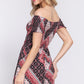Off Shoulder Smoked Print Woen Romper