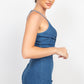 Denim Twisted-front Cutout Romper