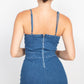 Denim Twisted-front Cutout Romper