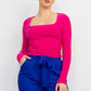Side Ruched Square Neck Top