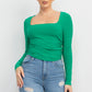 Side Ruched Square Neck Top