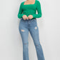 Side Ruched Square Neck Top