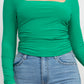 Side Ruched Square Neck Top