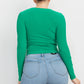 Side Ruched Square Neck Top