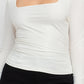 Side Ruched Square Neck Top