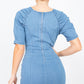 Puff Sleeve Seamed Denim Dress